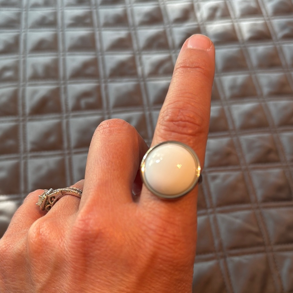 Calvin Klein White and Silver Ring